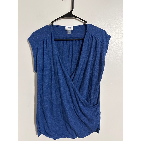 Old Navy Tops - Old Navy Womens Blue Surplice Wrap Front Sleeveless Blouse Top XS Heathered